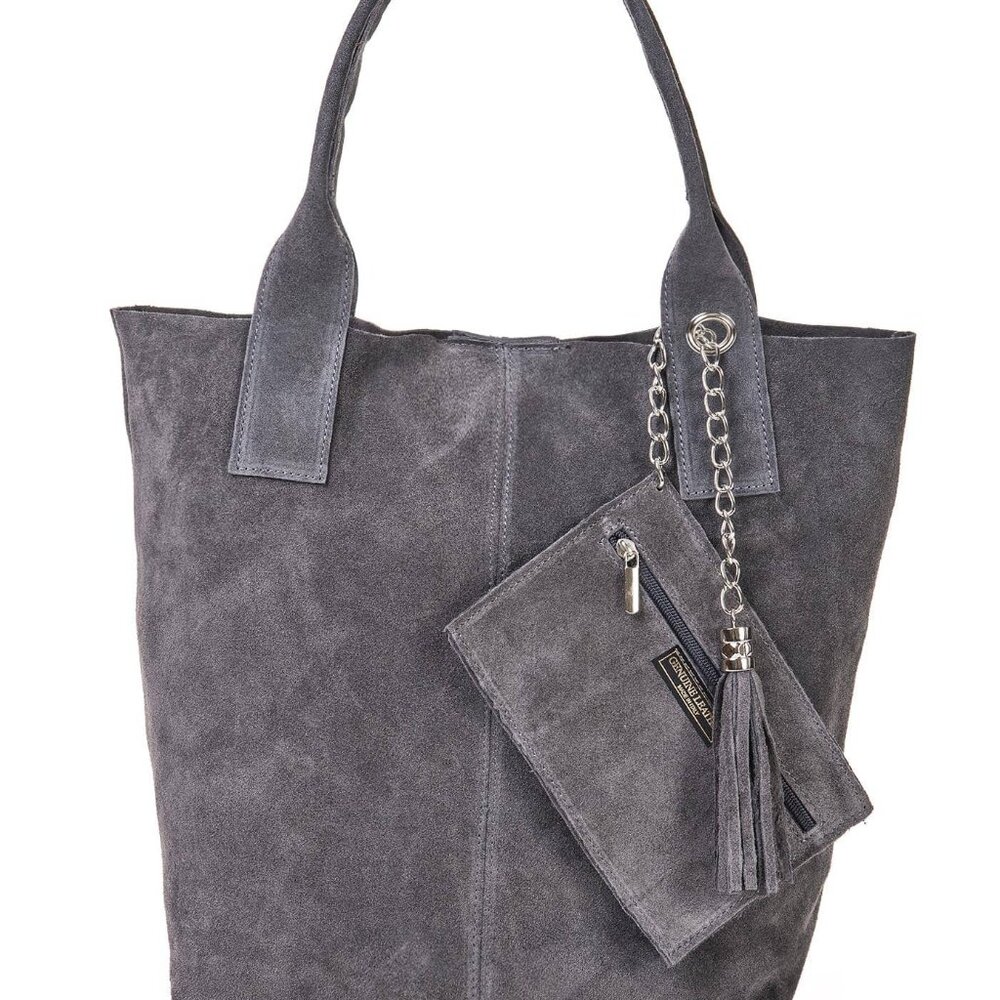 Genuine Leather Suede Tote Bag